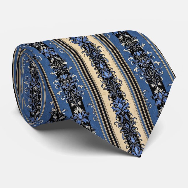 Blue and Gold Damask Stripes Slips (Rullad)