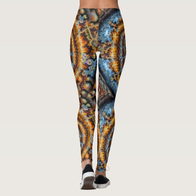 blue and gold fractal swirl leggings (Baksida)