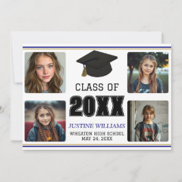 Blue and Gold Graduation  Announcement Meddelande