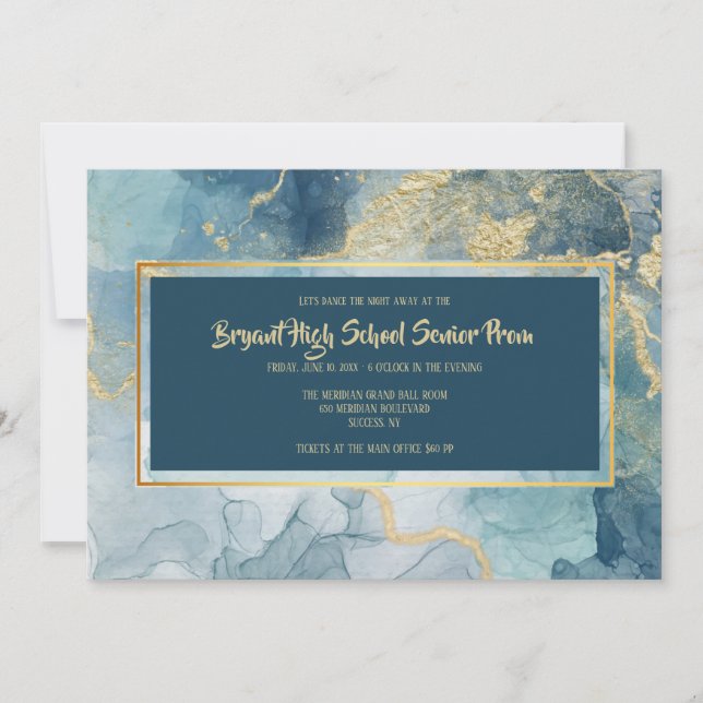 Blue and Gold Invitations Inbjudningar (Framsida)