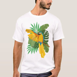 Blue and Gold macaw with leaves T Shirt