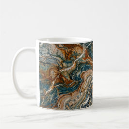 Blue and Gold Marble Swirl Pattern Coffee Mug Kaffemugg