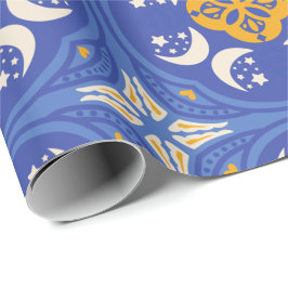 Blue and gold patterned geometric  presentpapper