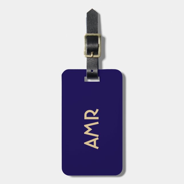 Blue and Gold Personalized Monogram  Bagagebricka (Vertikal Framsida)