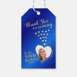 Blue and Gold Thank You 50th Birthday Favor Presentetikett