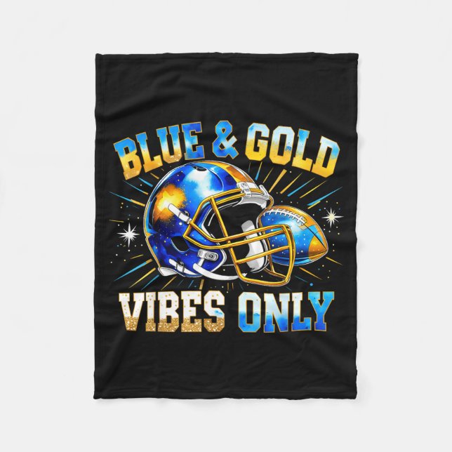 Blue And Gold Vibes Only Football Fan Gift  Fleecefilt (Framsidan)