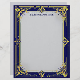 Blue and Gold with Blue Center Stationery Paper Brevhuvud