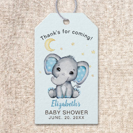 Blue and Gray Elephant Baby Shower boy Presentetikett