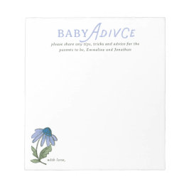 Blue and Green Country Floral Baby Shower Advice Anteckningsblock