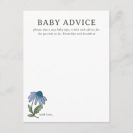 Blue and Green Country Floral Baby Shower Advice OSA Kort