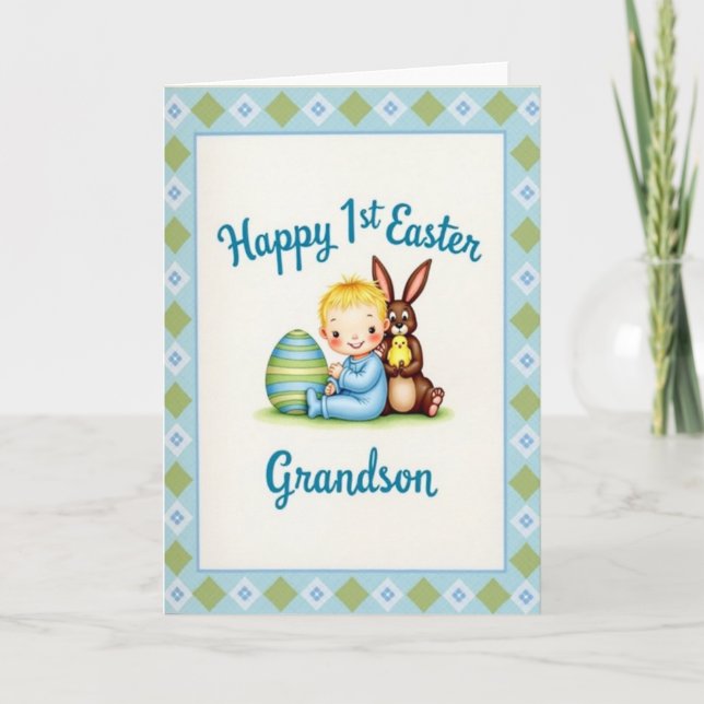 Blue And Green Easter Card Kort (Framsida)