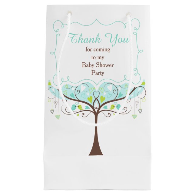 Blue and Green Floral Bird Baby Shower Thank You (Framsidan)