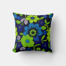 Blue and Green Flower Throw pillow Kudde