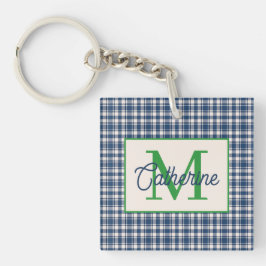 Blue and Green Gingham Plaid Tartan Monogram