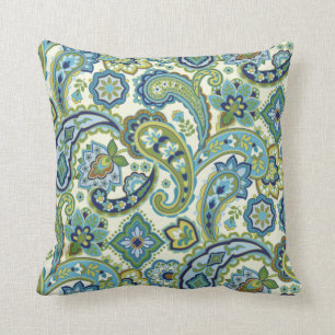 Blue and Green Paisley Kudde