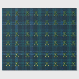 Blue and Green Plaid Teddy Bear Wrapping Paper Presentpapper