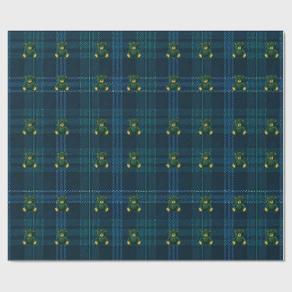 Blue and Green Plaid Teddy Bear Wrapping Paper Presentpapper