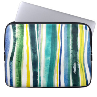 Blue and green stripes laptop fodral