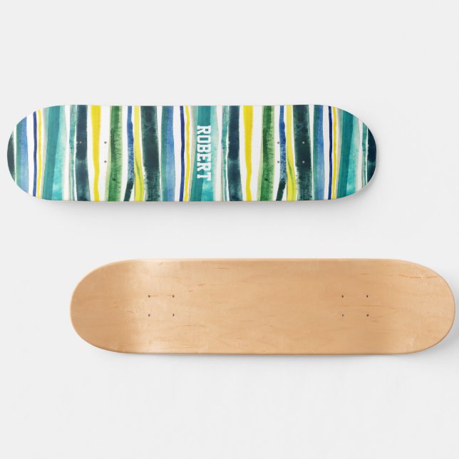 Blue and green stripes mini skateboard bräda 18,5 cm (Horz)