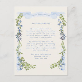 blue and greenery garden crest wreath wedding tilläggskort