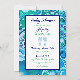 Blue and Grönt Boy's Baby Shower Inbjudningar