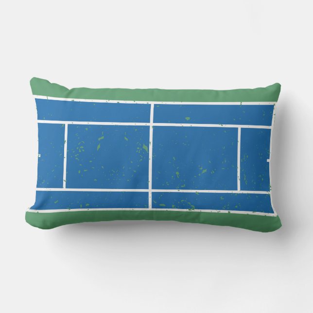 Blue and Grönt Tennis Court Distress Stil Lumbarkudde (Framsida)