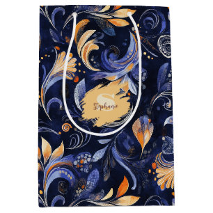 Blue and Guld Abstrakt Paisley Löv