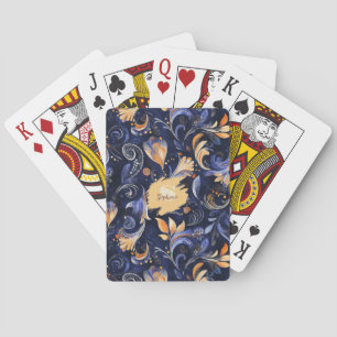 Blue and Guld Abstrakt Paisley Löv Casinokort