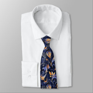 Blue and Guld Abstrakt Paisley Löv Slips