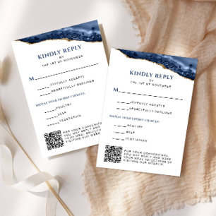 Blue and Guld Agate Pub Mitzvah QR Code, Lodrät OSA Kort