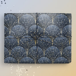 Blue and Guld Art Deco Cobweb Luxury Presentpapper