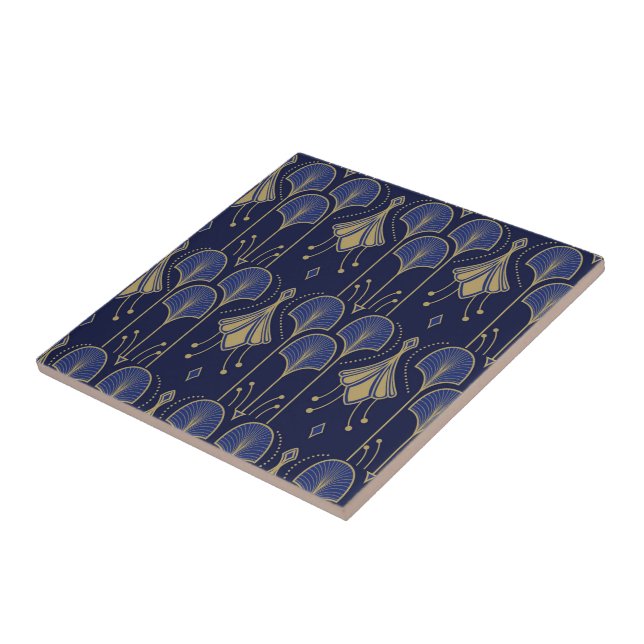Blue and Guld Art Deco Kakelplatta (Sidan)