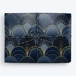 Blue and Guld Art Deco Scallop Luxury Presentpapper
