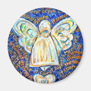 Blue and Guld Cancer Angel Magnet