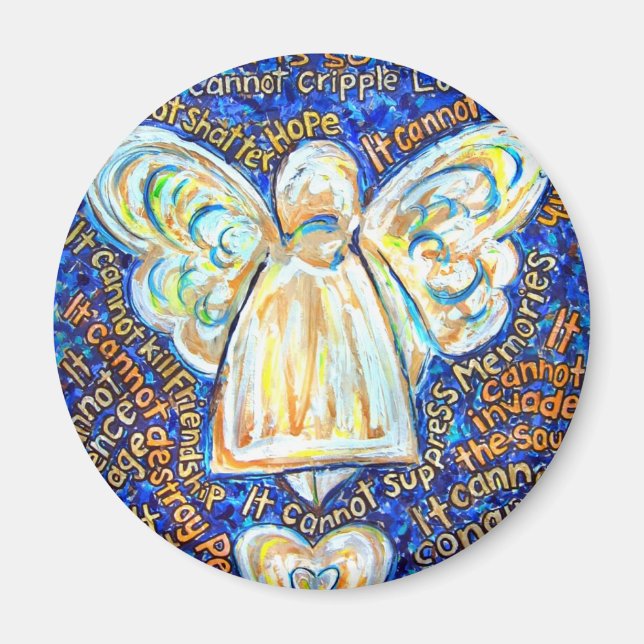 Blue and Guld Cancer Angel Magnet (Framsidan)