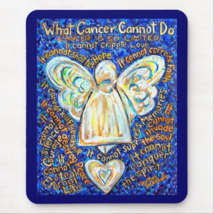 Blue and Guld Cancer Angel Mousepad Musmatta