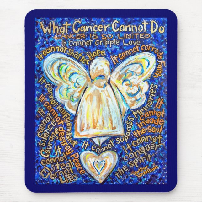 Blue and Guld Cancer Angel Mousepad Musmatta (Framsidan)
