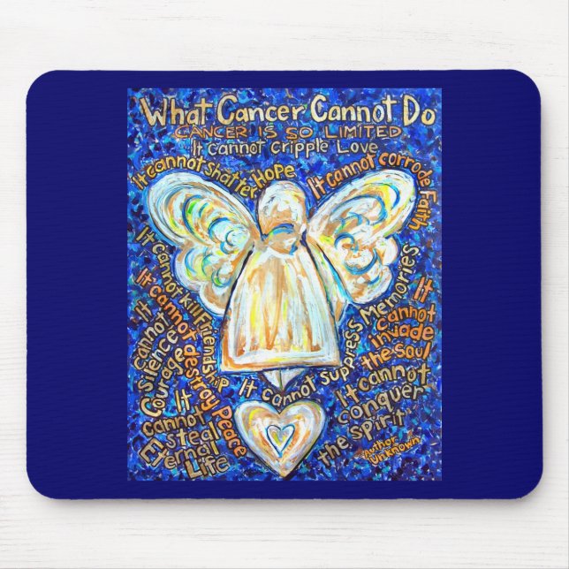 Blue and Guld Cancer Angel Mousepad Musmatta (Framsidan)