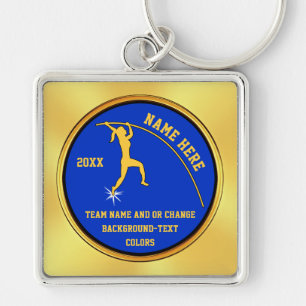 Blue and Guld GIRLS, Gifts for Pole Vaulters Fyrkantig Silverfärgad Nyckelring