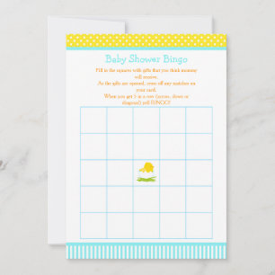 Blue and Gult Boy Chick Baby Shower Bingo Inbjudningar