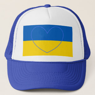 Blue and Gult Ukraina Support Heart Keps