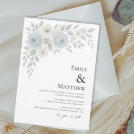 Blue and Ivory Floral Wedding Invitation Inbjudningar