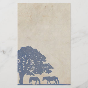 Blue and Ivory Vintage Horse Farm Bröllop Brevpapper