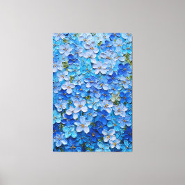 Blue and Light Blue Floral Abstract Wall Art Canvastryck