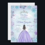Blue and Lila Mexican Girl Winter Mis Quince Inbjudningar<br><div class="desc">Blue and Lila Mexican Girl Winter Mis Quince</div>