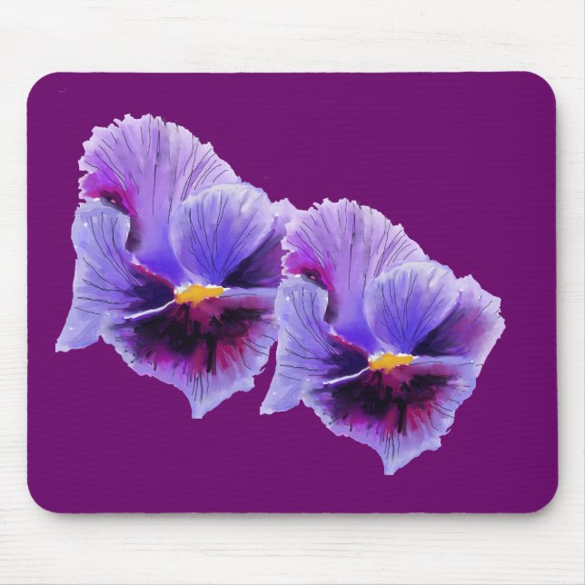 Blue and lila Pansies Mousepad Musmatta (Framsidan)
