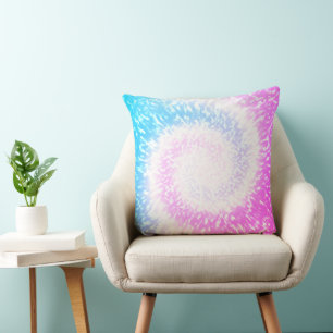 Blue and Lila Tie Dye Hippy Swirl Kudde