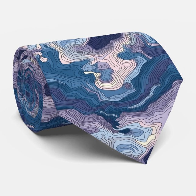 Blue and Lila Topography Neck Tie Slips (Rullad)