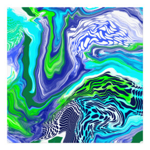 Blue and Lime Green Marble Swirls Jigszle Puzzle Fototryck