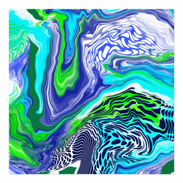 Blue and Lime Green Marble Swirls Jigszle Puzzle Fototryck (Framsidan)